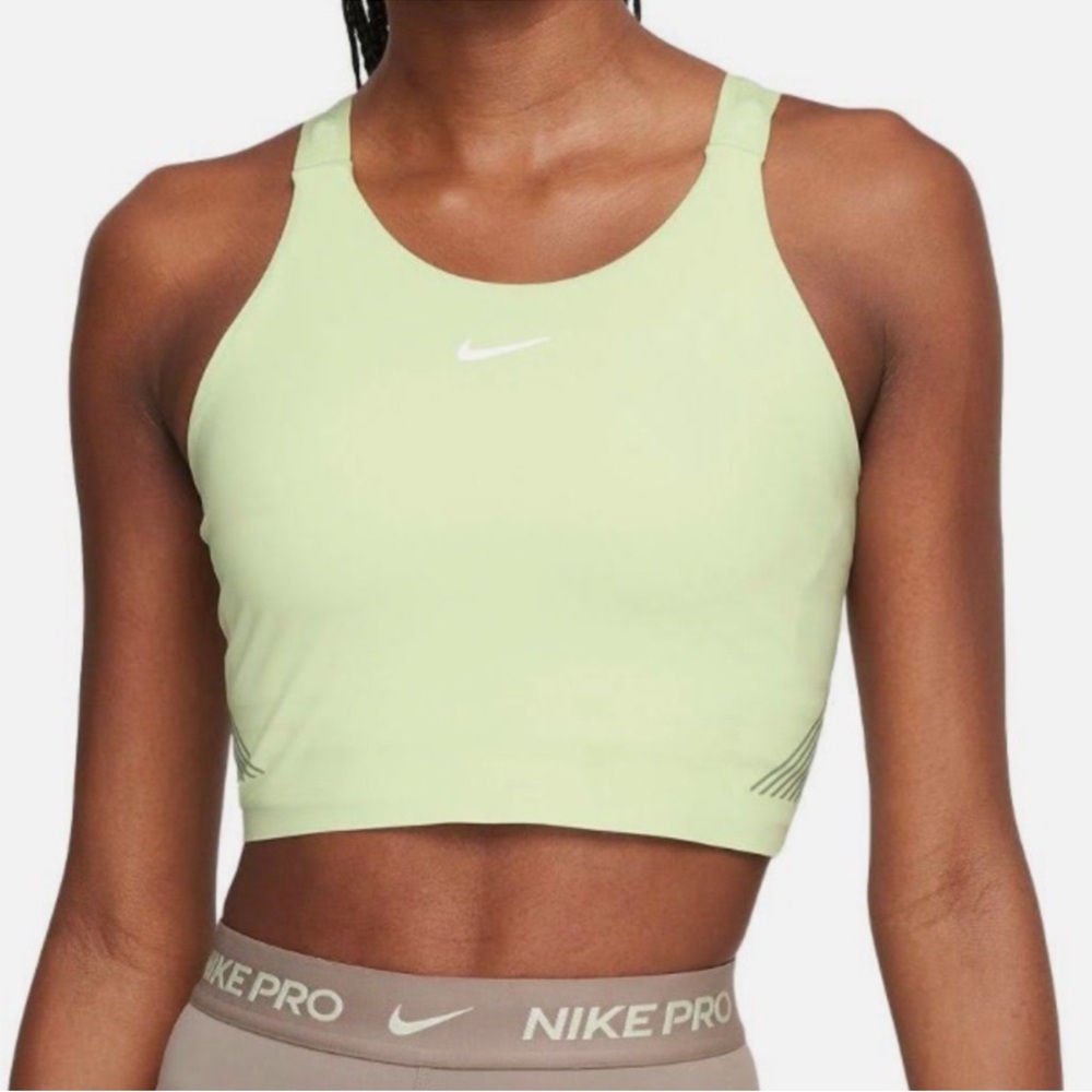 Nike Pro Women's Dri-FIT Shelf-Bra Cropped Tank Top DD6450-303 Lime Ice